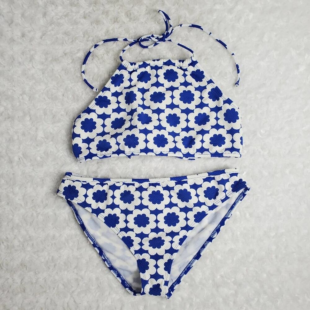 Thats It Retro Floral 2 Piece Bikini Set Size Medium Blue
